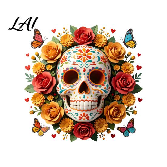 Creative Holiday Gifts for Friends Day of The Dead Skull Flower Static Sticker Colorful Mexican Floral Glass Indoor Outdoor Festive Window