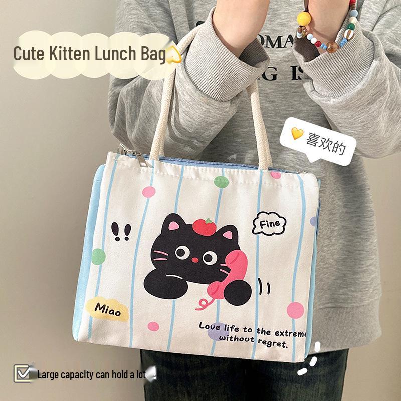 Large Capacity Insulated Cute Bento Lunch Bag for Office Workers & Students