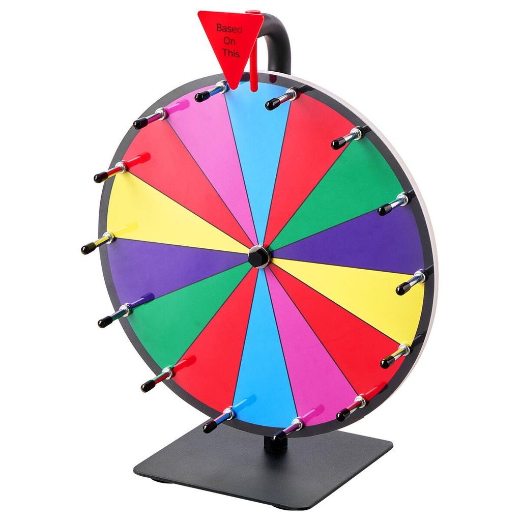 Ruota della Fortuna Rotante da 305 mm, Ruota Rotante a 14 Scomparti con Supporto, Roulette della Fortuna da Tavolo con Lavagna Cancellabile e 2 Pennarelli, 6 Colori, Facile