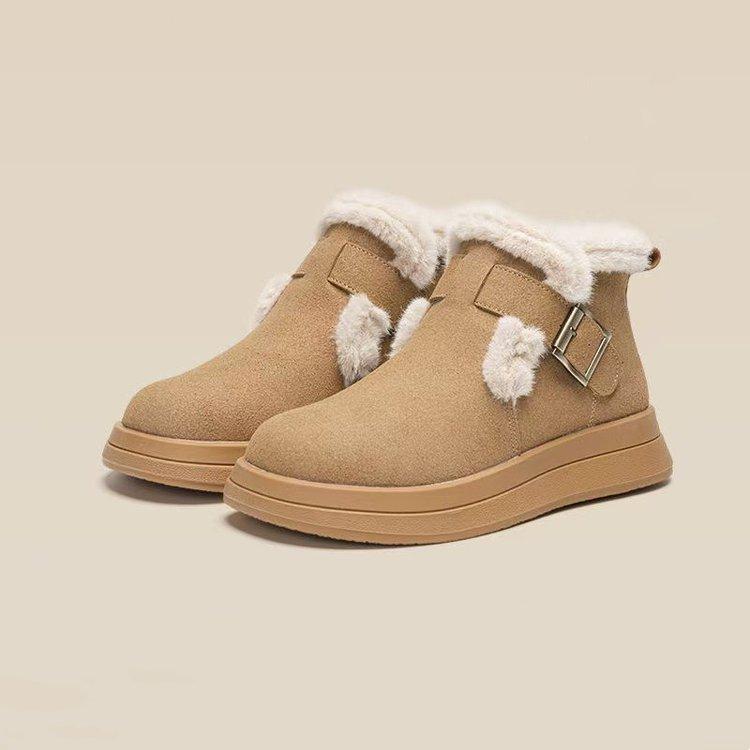 

Warm thick-soled snow boots for women s 2025 new autumn and winter velvet women s shoes, soft-soled comfortable cotton shoes, fluffy shoes 41