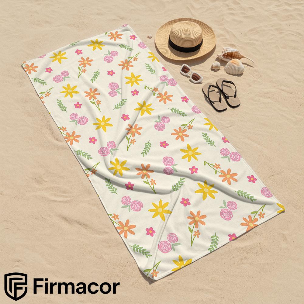 Pastel Ditsy Floral Cartoon Anime Beach Towel Microfiber Quick Dry Super Absorbent Soft Bath Towel for Kids Adults Travel