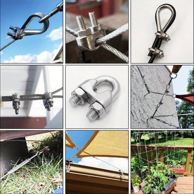 10pcs 304 Stainless Steel Wire Rope Clamp U-shaped Clamp Lock Fastens The Heavy Duty Double Clamp Stainless Steel Clamp