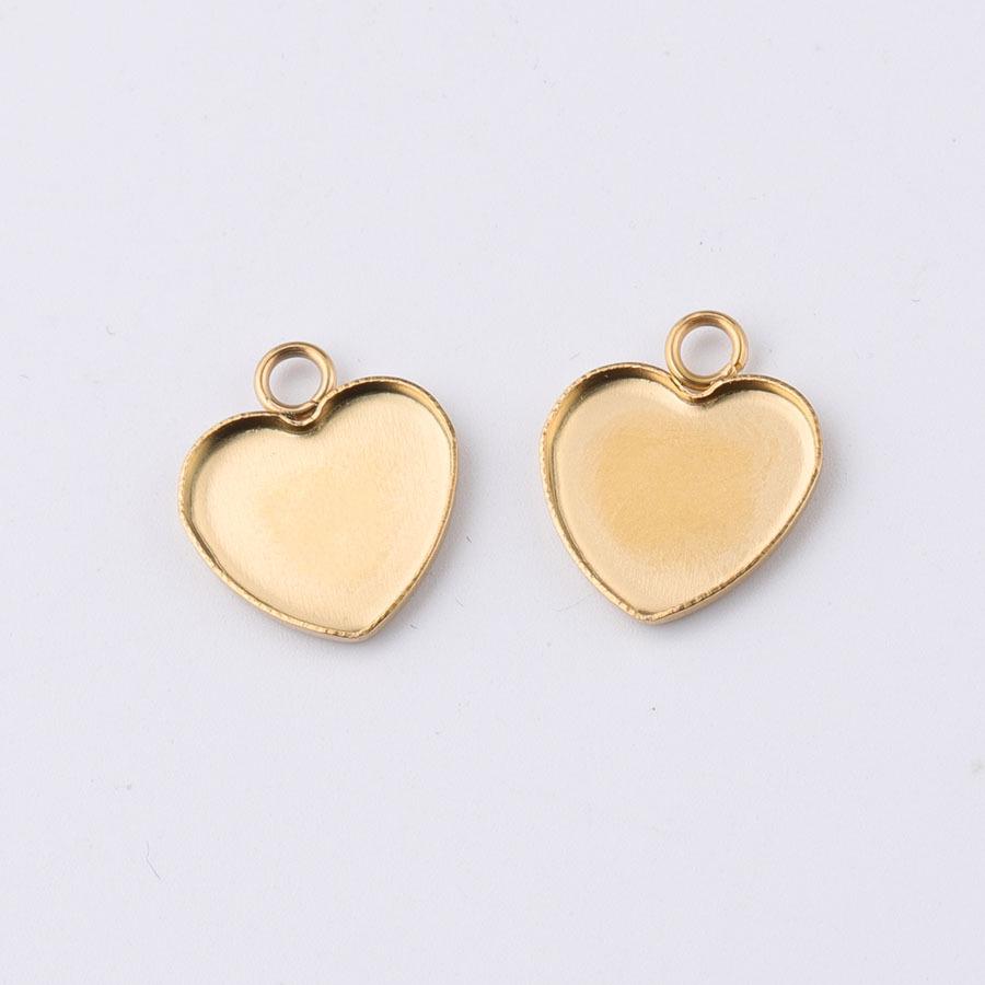 

13*13/14мм Позолоченная нержавеющая сталь Персиковое сердце Основа для DIY украшений No. 1 - Inner diameter 13x13mm for Fish Scale золотой