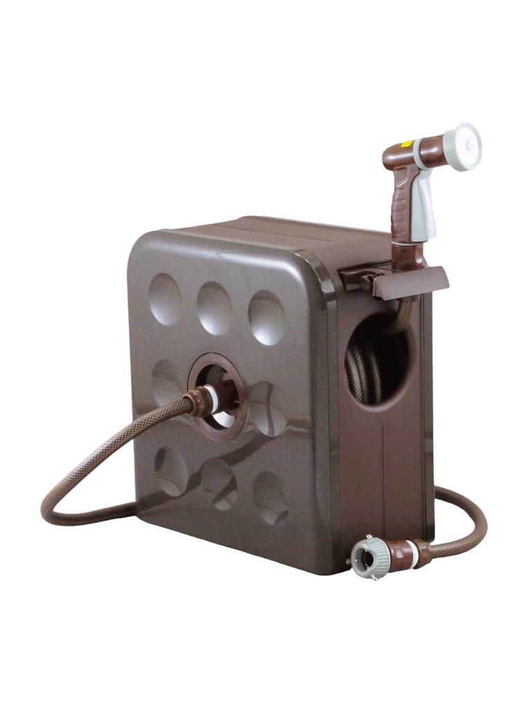 Sanyo Kasei S-BOX Reel, 12mm Algae-Resistant Pressure-Resistant Hose, 20m, Brown Metallic, SBX-S207R