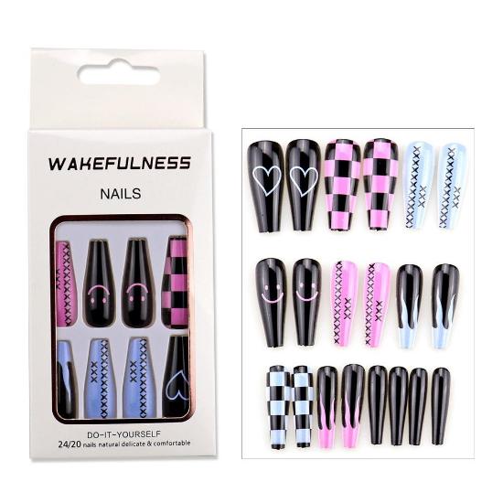 Dlouhý přechod Pure Color Ballet Nail Nail Piece Barevný tisk Love Flame Evropské a americké Nails Art Tipy na falešné nehty Gel na nehty Full Cover