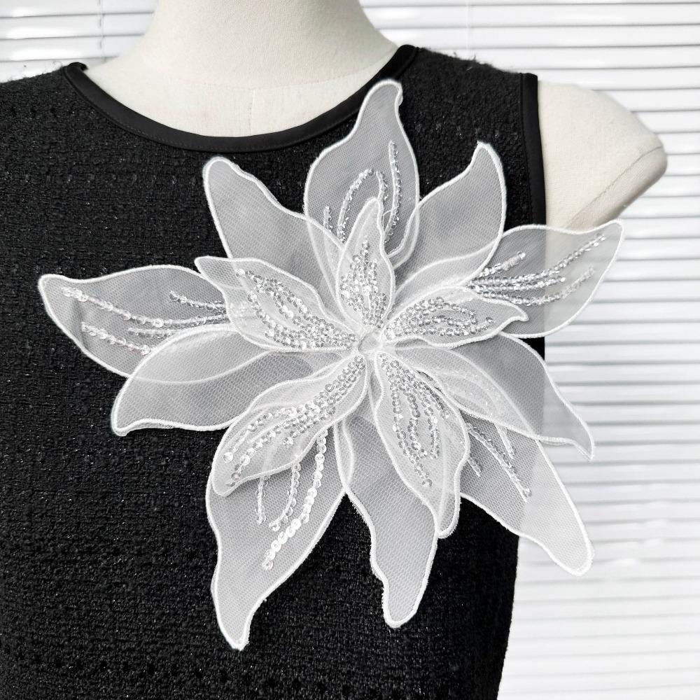 New Lace Organza Flower Patch Multi-layer DIY Embroidery Studded Patch Hand-made Dress Cloth Pin Corsage Accessory
