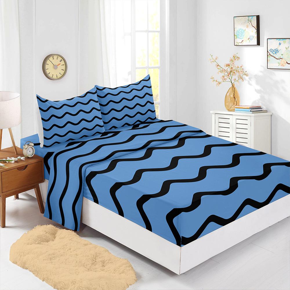 Four-Piece Mattress Set Ocean Dolphin Turtle 3D Digital Printing Kit Mattress Protective Cover