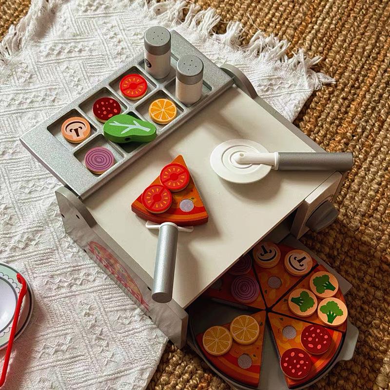 

Wooden Pizza Oven Pretend Play Kitchen Toy for Babies