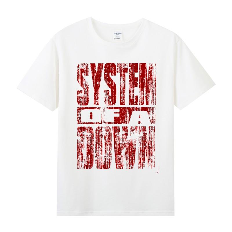 Summer Mens Clothing Rock Pure Cotton Roundneck Shortsleeved Music Rock Band System of A Down Collapse of The System