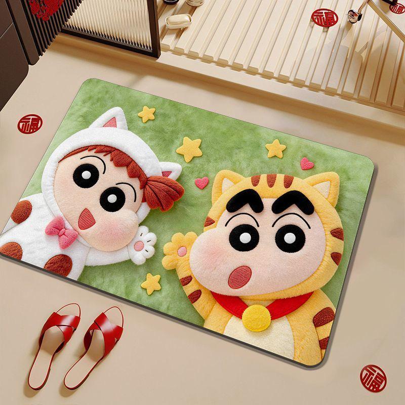 Shin-chan Diatom Mud Bath Mat - Quick-Dry, Non-Slip, Water-Absorbent Floor Pad for Bathroom and Toilet 40x60cm