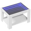 VidaXL Table basse avec LED blanc 73x53x45 cm bois d'ingénierie, table d'appoint, table de salon, table latérale, bout de 847546