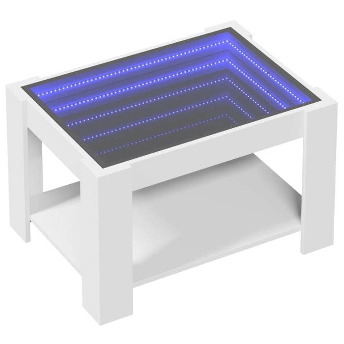 VidaXL Table basse avec LED blanc 73x53x45 cm bois d'ingénierie, table d'appoint, table de salon, table latérale, bout de 847546