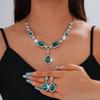 2026 European and American fashion temperament super flash gemstone necklace earring set female bridal jewelry personalized collarbone chain