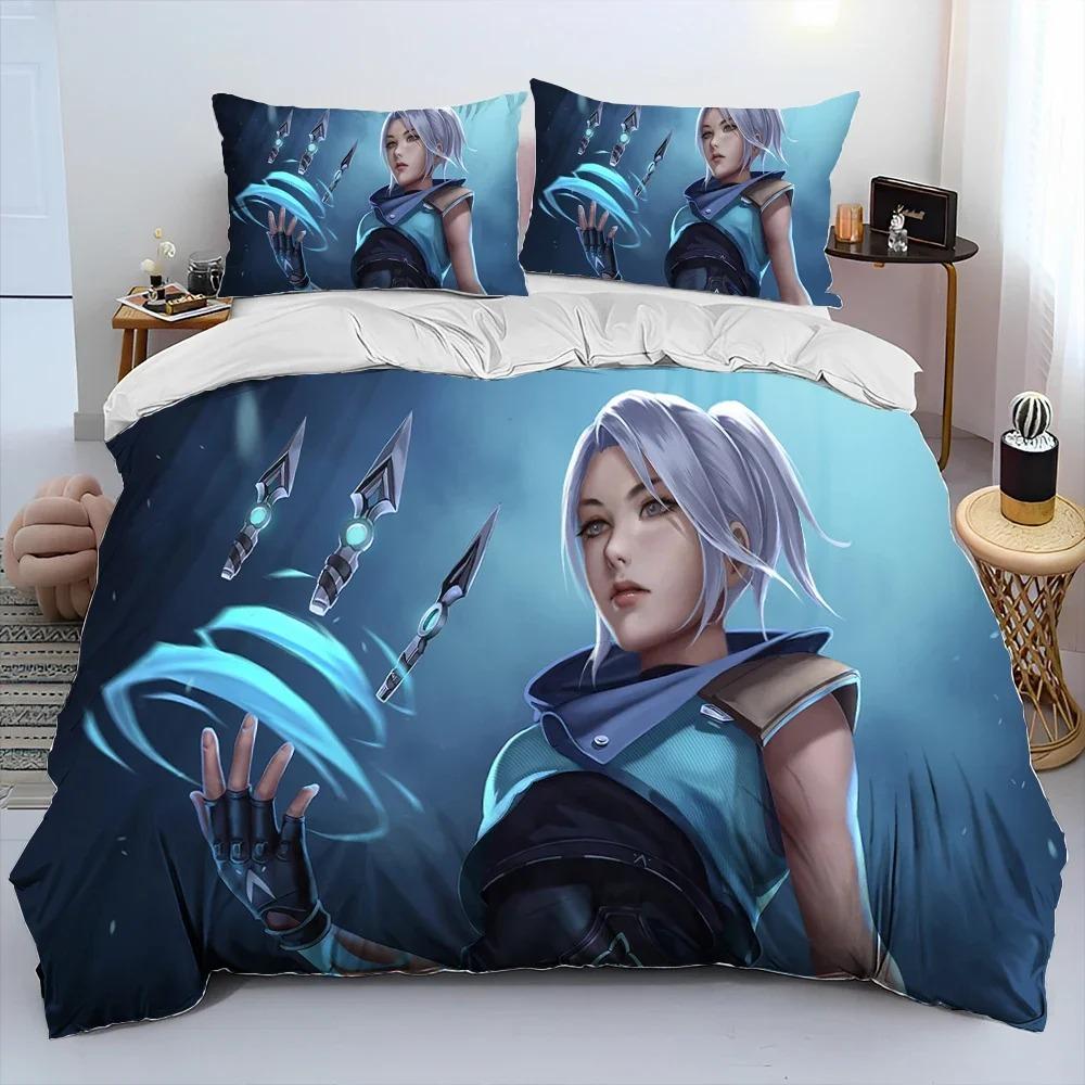 3D VALORANT Game Gamer Cartoon Comforter Bedding Set,Duvet Cover Bed Set Quilt Cover Pillowcase,king Queen Size Bedding Set Kid