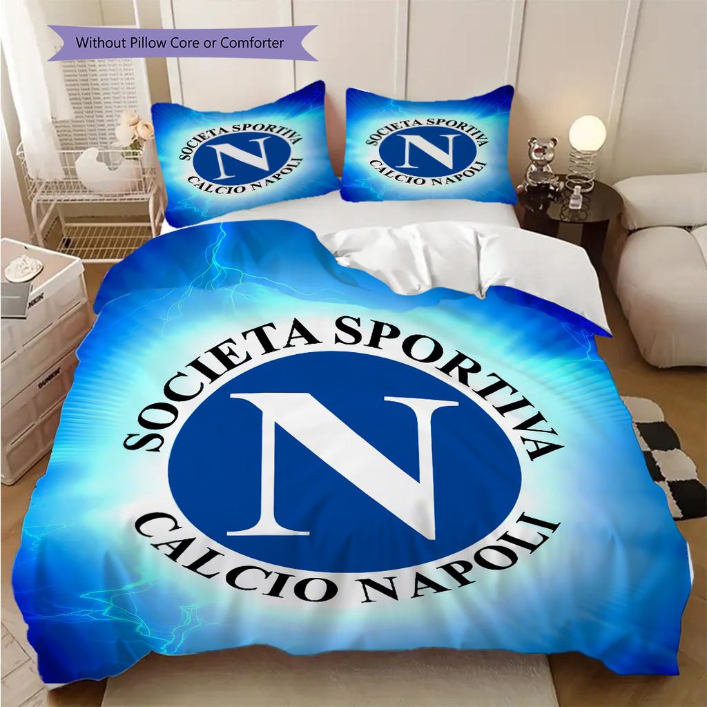 SSC Neapol Vzor Povlečení Sada Prošívaných Dek Quilt Cover Povlak na Polštář Domácí Dekorace Dárek k Narozeninám (1 * povlak na peřinu + 2 * povlak na polštář, bez jádra)