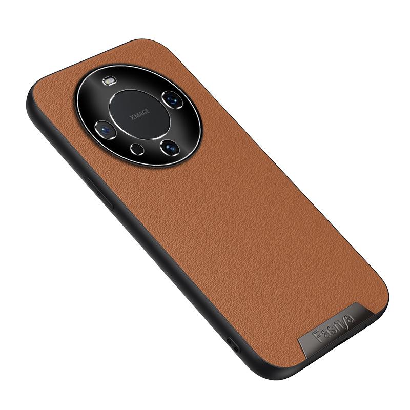 Applicable to Huawei Mate60 leather pattern mobile phone case Pura70 metal lens ring 50 all-inclusive Nova13 protective case 12