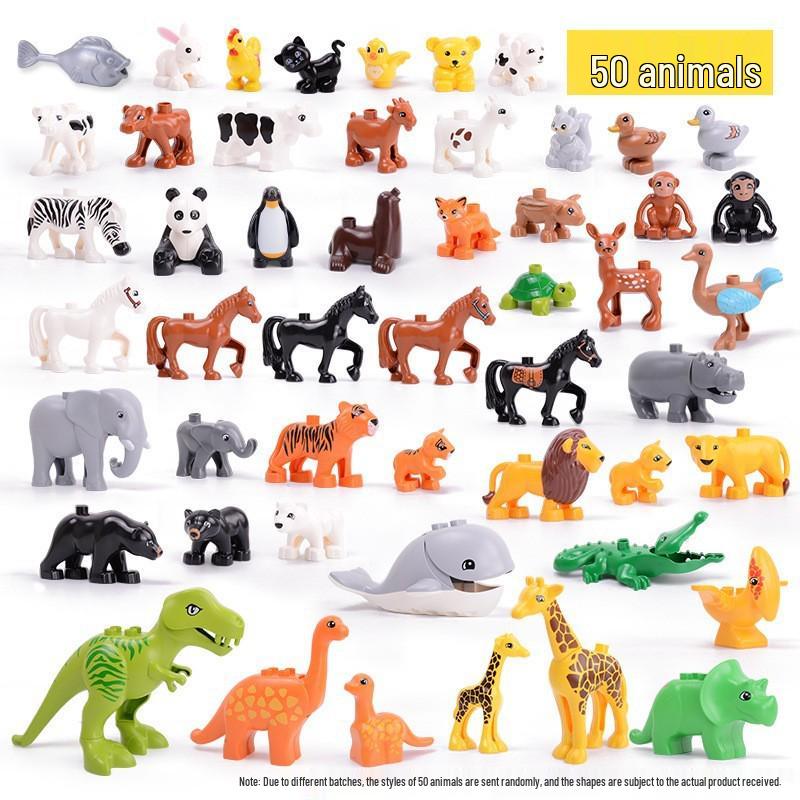 Gegele Lego-Compatible Building Blocks: Large Particles & Small Animal Accessories - Ocean, Zoo, Dinosaur Educational Toys