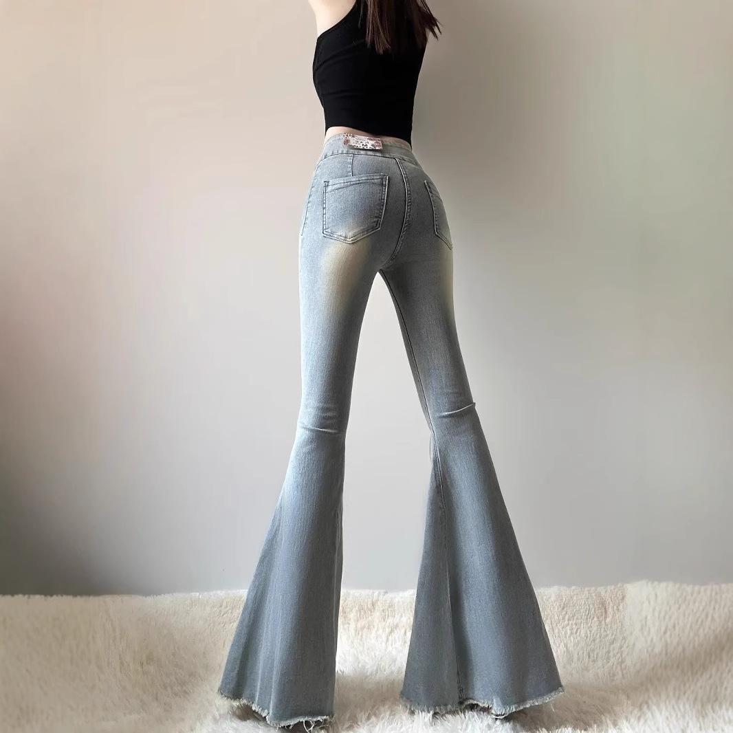 

High Waist Retro Flared Fishtail Slimming Petite Jeans XXL
