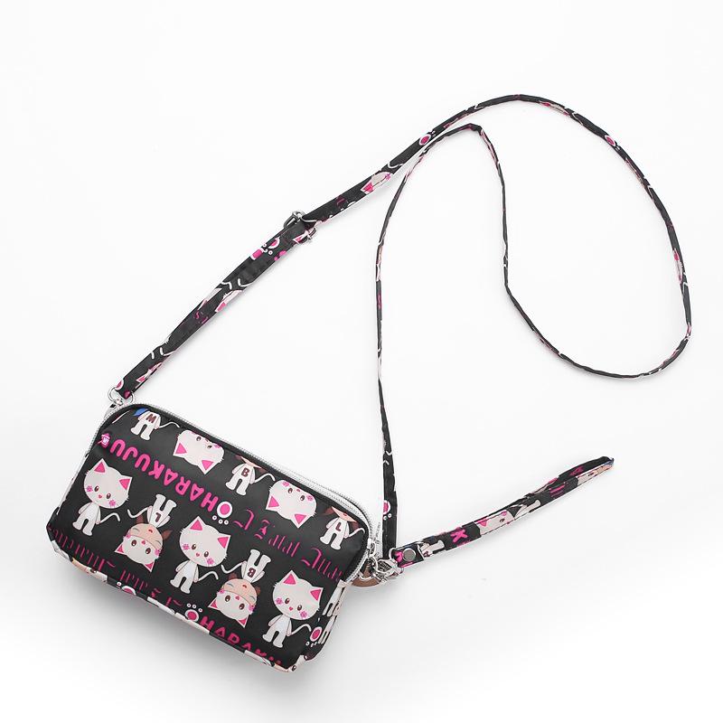 Three-layer zipper wallet, crossbody phone bag, patterned coin purse, Harajuku fashionable clutch, versatile for commuting