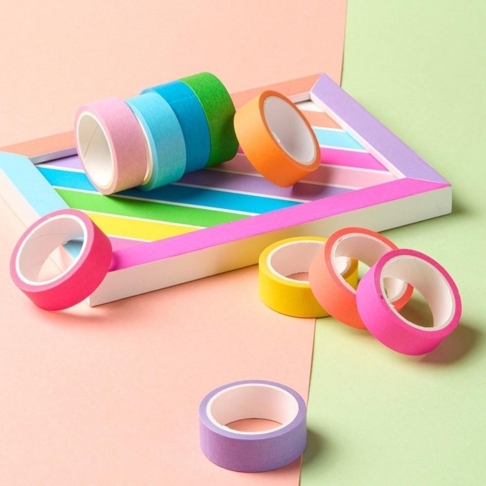 10 rolls Tearable Rainbow-colored Washi Tape Fluorescent Journals Tape Gift