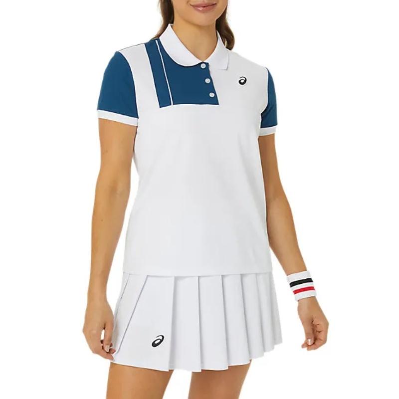 Asics Color-Block Casual Sports Polo Shirt Women Tops White 2042A295-100