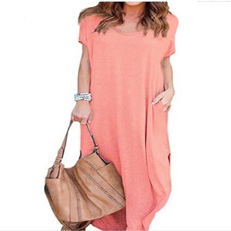 Sexy Women Dress Plus Size 5XL Summer 2022 Solid Casual Short Sleeve Maxi Dress For Women Long Dress Female Dresses