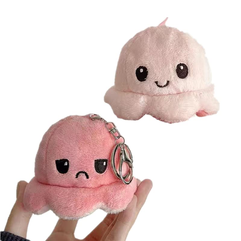 

HEHWH Брелок Осьминог, Кольцо для ключей, Подвеска для сумки, Двусторонний осьминог, Плюшевая игрушка осьминог, Переворачивающаяся кукла, Пушистая игрушка, Злое лицо,