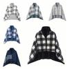 140*100cm Warm Flannel Blanket Shawl Thicken Wearable Scarf Women Retro Stripe Warm Shawl  Winter