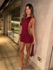 2025 European & American Sexy Bodycon Dress with Metal Buckle Waist