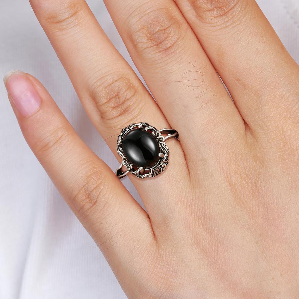 Vintage 925 Silver Ring Irregular Flowers Natural Rose Quartz Punk Ring Bohemian Silver Ring Fine Jewelry For Women