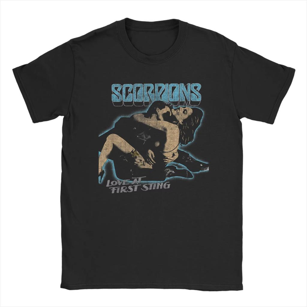 First Sting Scorpions Rock Band T Shirts Men's Cotton Fun T-Shirt O Neck Tees Short Sleeve Clothes Graphic Printed