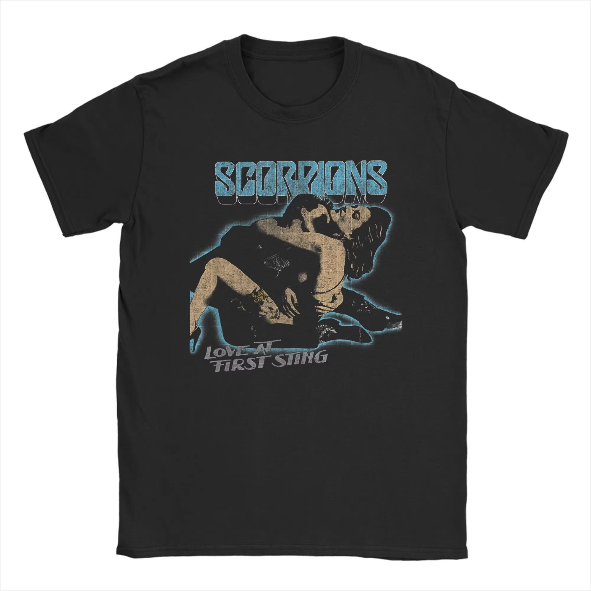 

First Sting Scorpions Рок-група Футболки Чоловічі Бавовняні Веселі Футболки З Круглим Вирізом Футболки З Коротким Рукавом Одяг З Графічним Принтом 3XL