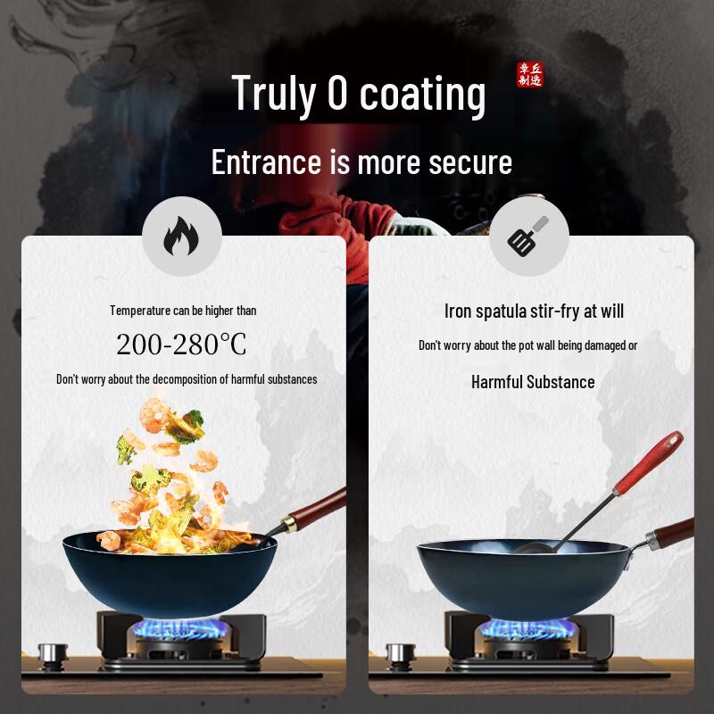 Wok en fer forgé Zhangqiu forgé à la main
