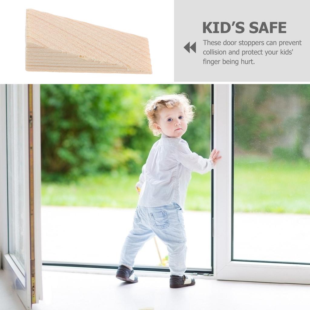 5Pcs Wooden Door Stopper Heavy Duty Triangular Wedges Door Holder Finger Protector Safety Stopper for Home Office Carpet Tile