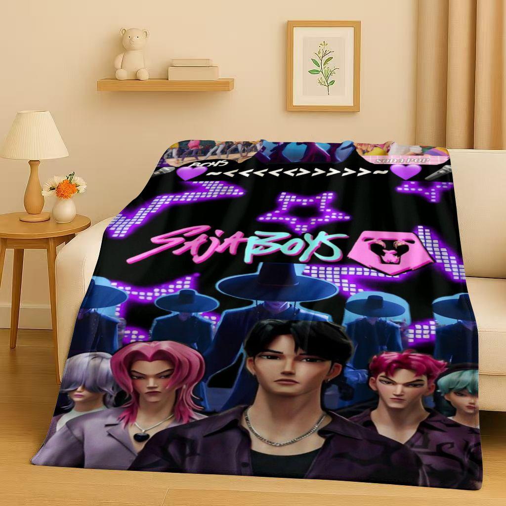 2026 Neue Cartoon Kpop Dämonenjäger Zoey Rumi Mira Musik Flanelldecke, Ultraweiche Plüschdecke für Zuhause Schlafzimmer Bett Sofa Abdeckung