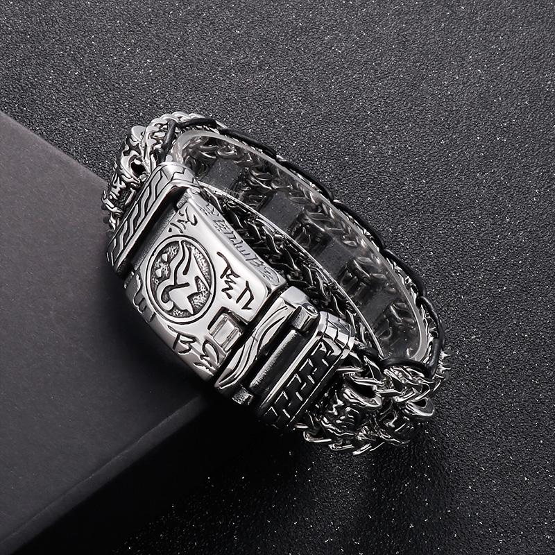 KALEN Om Mani Padmei Hum Heavy Men's Bracelet Hip Hop Vintage Punk Stainless Steel Charm Bracelet Fashion Gift Party Jewelry