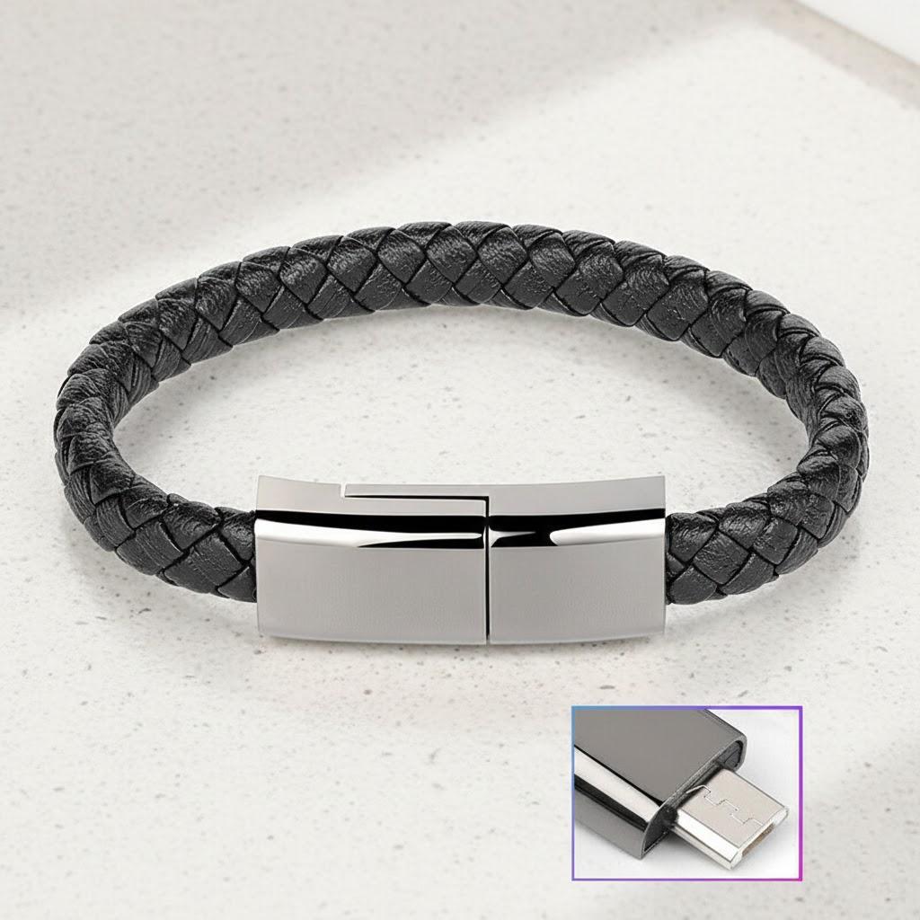

Portable Wearable USB Wristband Data Cable for Android Type C Charging Cable Leather Braided Wrist Data Cable
