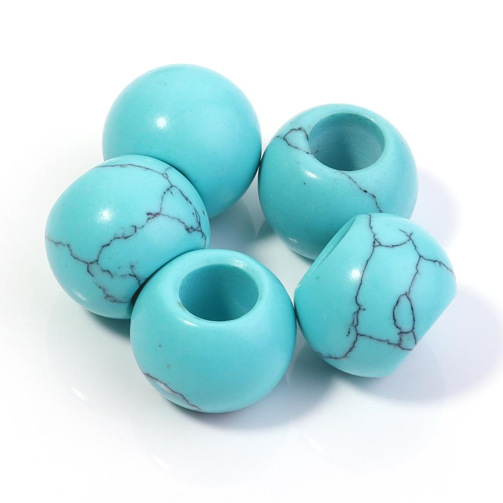 5pcs/lot Natural Stone Big Hole Beads Agate Jade Tiger Eye Turquoise Loose Beads For DIY Handmade Bracelet Earrings Accessories