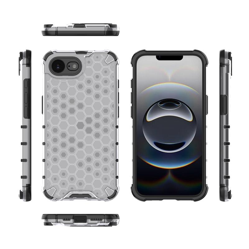 Transparent Phone Case For iPhone 16e Anti-knock Honeycomb Armor Back Case For iPhone 16e Cover For iPhone 16e Case 6.1 inch