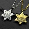 Jerusalem Hexagram Davidstern Anhänger Halskette für Damen Herren Edelstahl Gold Silber Farbe Strasssteine Schmuck