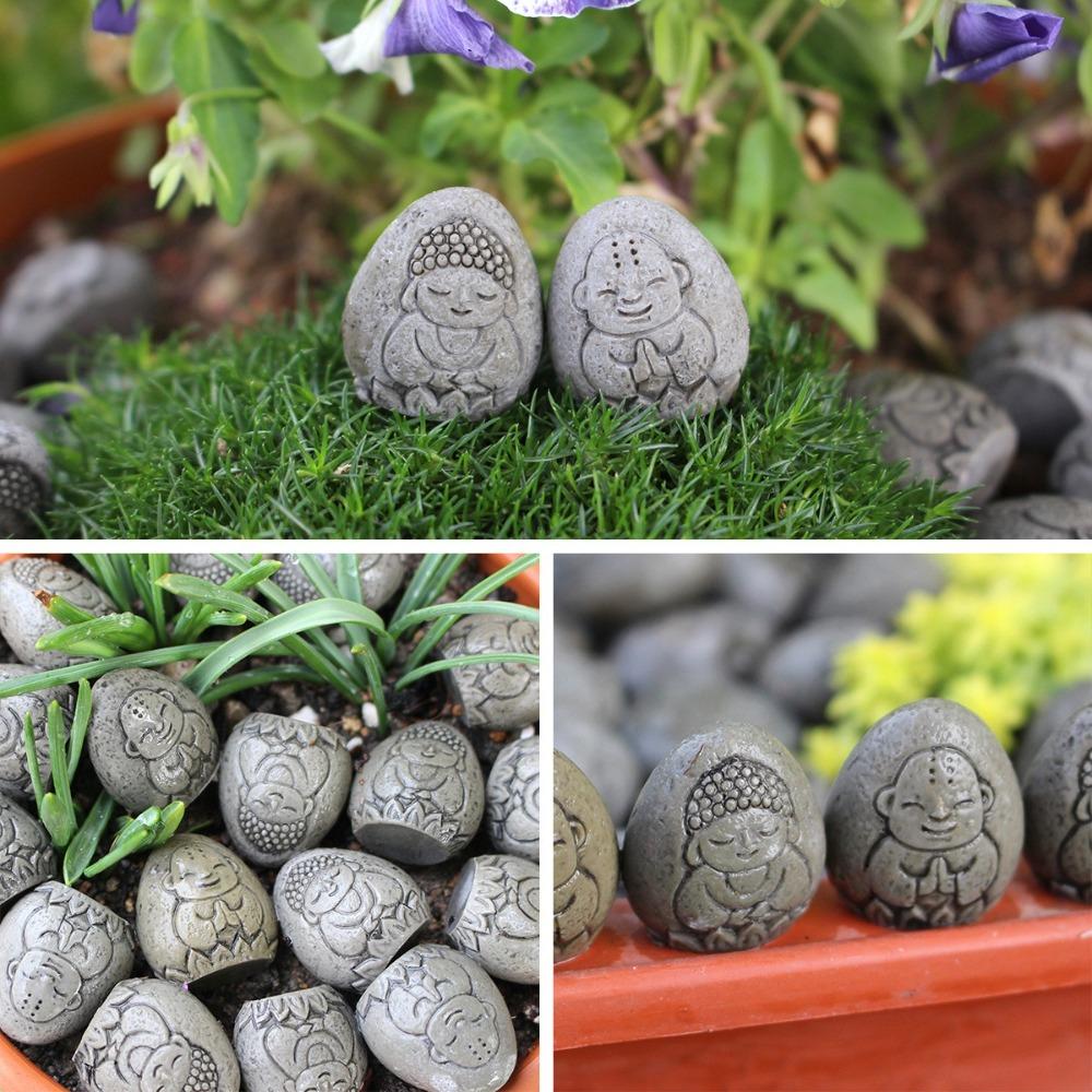 Durable Exquisite Stone Buddha Figurine Realistic Resin Crafts Buddha Ornament Handmade Flower Pot Decor for Fish Tank Aquarium