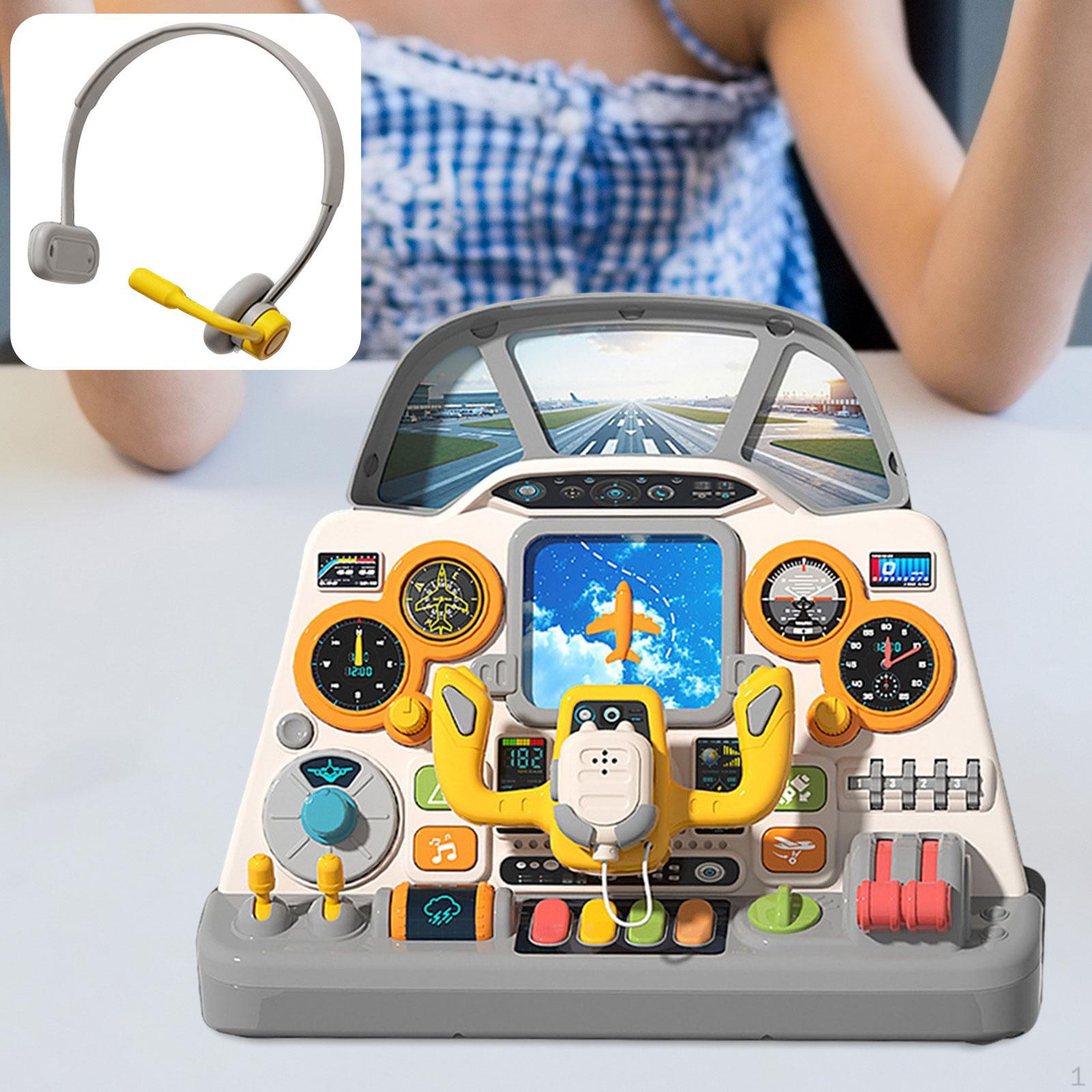 

Kids Busy Board Sensory Activity Simulated Airplane Cockpit Toy Interactive Educational with
