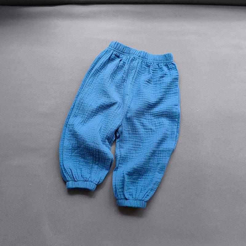 

Милые хлопковые льняные штаны для девочек, повседневные свободные шаровары для маленьких детей, весенне-летние дышащие штаны для девочек, детская одежда 140 синий