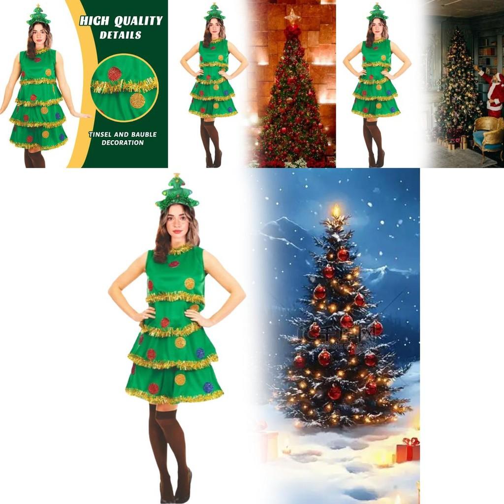 Christmas Tree Cosplay Dress For Women With Polyester Nylon Blend For Holiday Party Costumes