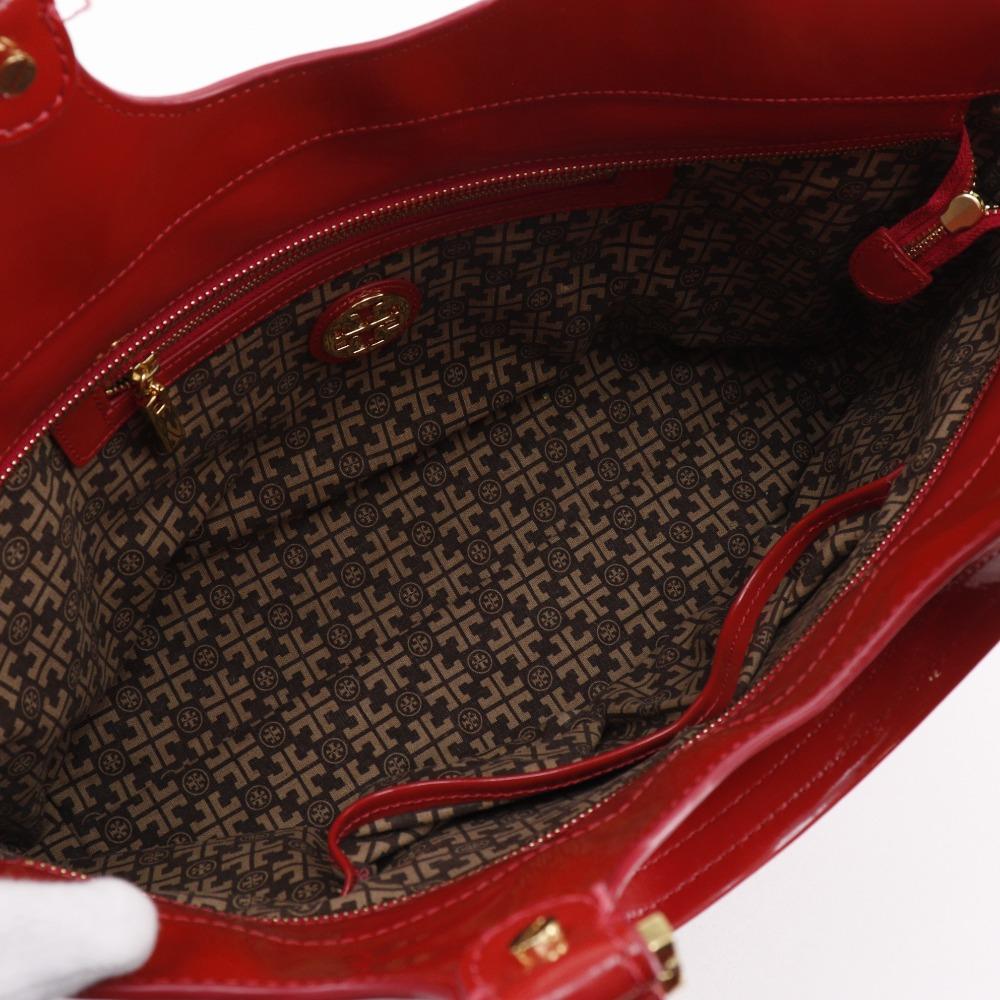 Tory Burch Logo-Tasche mit Lochmuster Rotes Emaille Damen Gebraucht