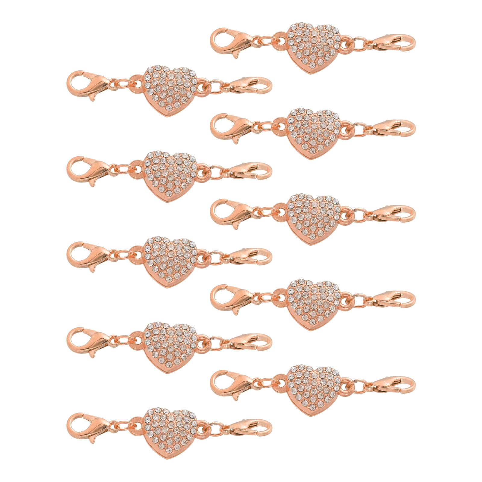 

10pcs Gemstone Clasp Set Rose Gold Bracelet Necklace DIY Making Heart Clasp with Clover Clasp [uxcell]
