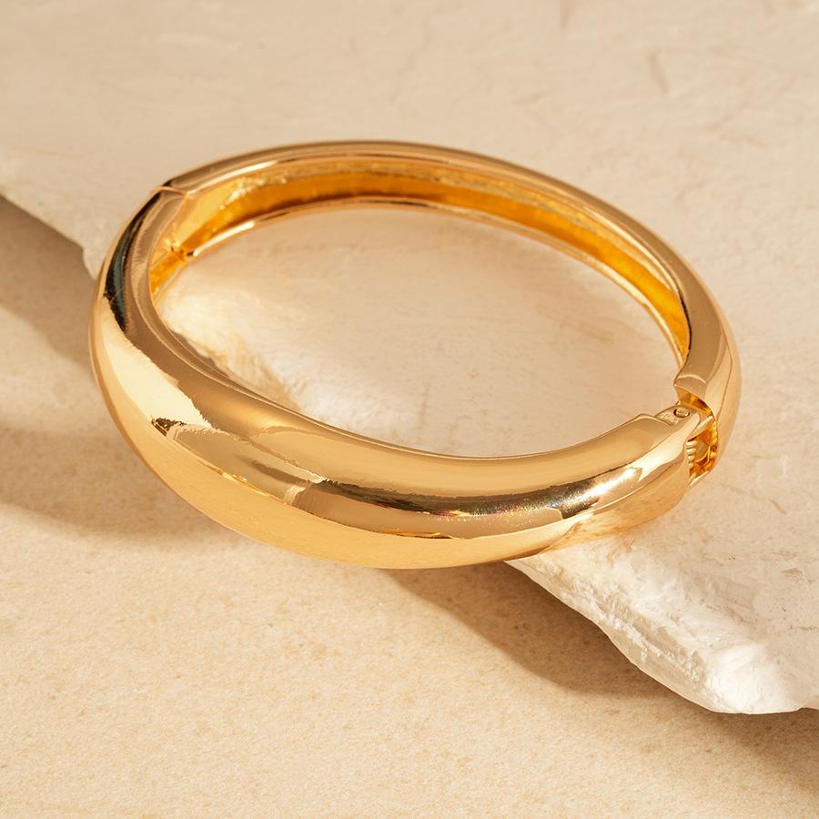 DIEZI Fashion Punk Gold Color Metal Cuff Bangles Vintage Exaggerated Rhinestone Geometric Bracelet Bangle For Women Men Jewelry