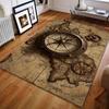 Vintage Map Compass Printing Carpet for Bedroom Living Room Bedside Sofa Floor Mat Modern Home Decor Area Rug Machine Wash