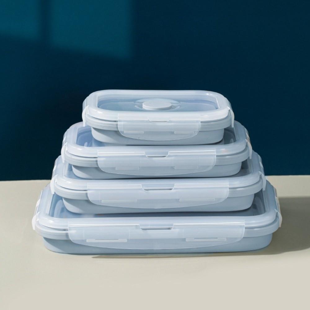 4pcs Microwaveable Silicone Lunch Box Large Capacity Food Storage Container  Pantry
