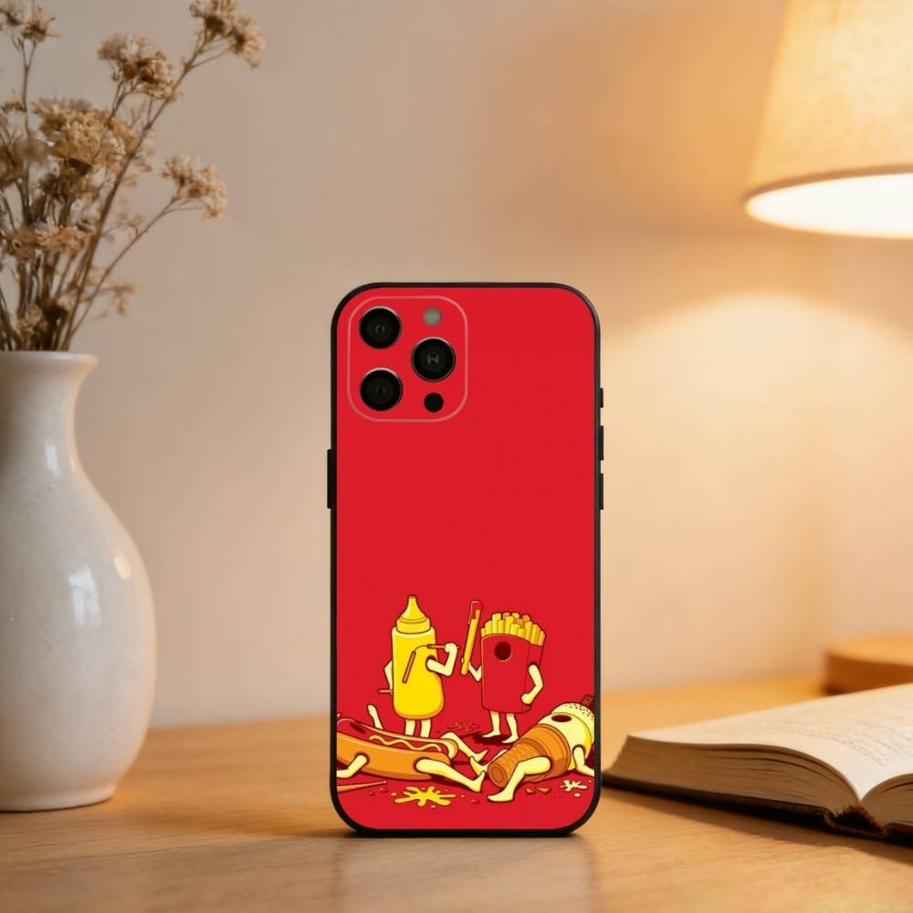 T-Tomaten Ketchup Senf ART Handyhülle Für iPhone 17,16,15,14,13,12,11 Plus,Pro Max,XS,Weiches Silikon Schwarze Hülle